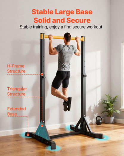 Start2Finish VEVOR portable pull-up bar with H-frame, heavy-duty steel, adjustable height, suitable for arms, back, and chest workouts.