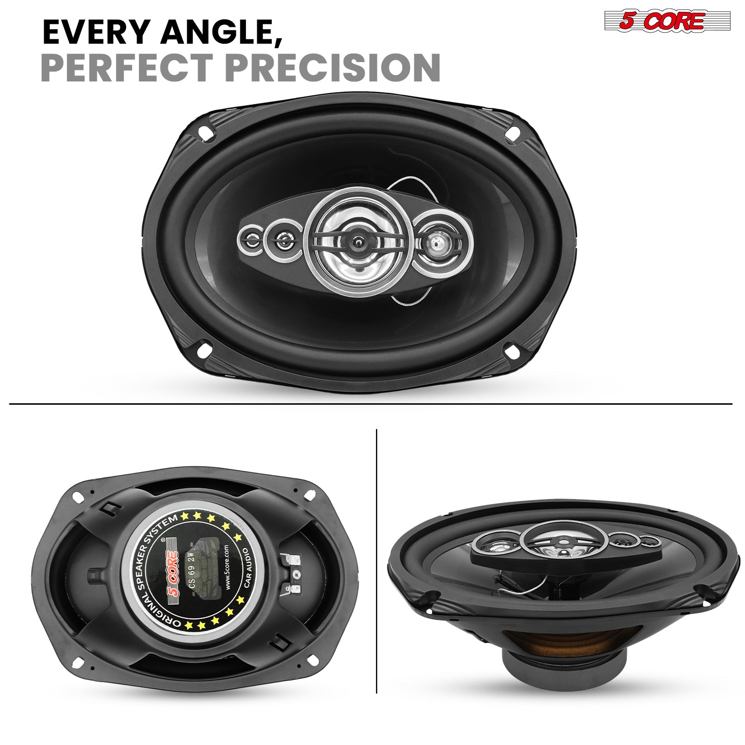 Pair of 5Core 6x9 automotive car speakers with 800W power, 4 Ohm impedance, 2-way coaxial design with super tweeters.