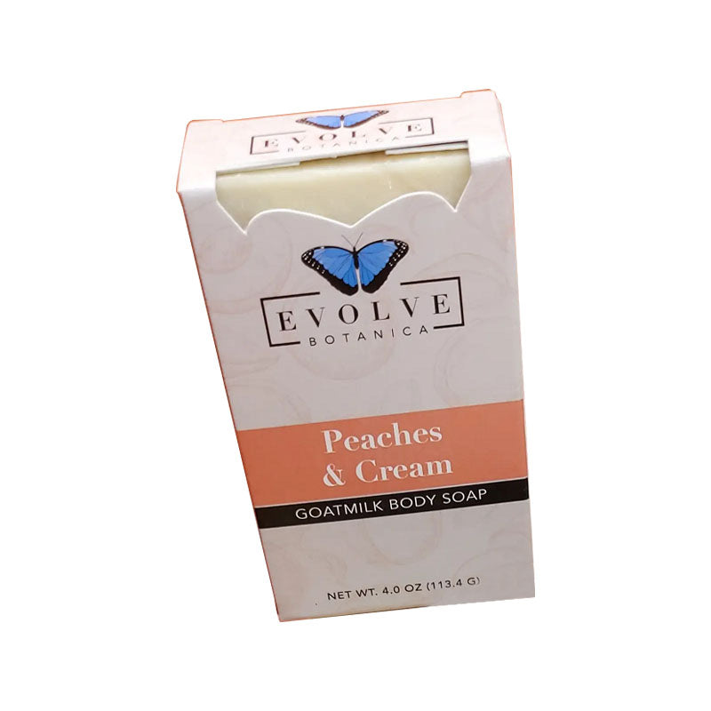 Start2Finish Peaches and Cream goat milk soap bar with creamy peach scent, showcasing the bath and body product on a clean surface.