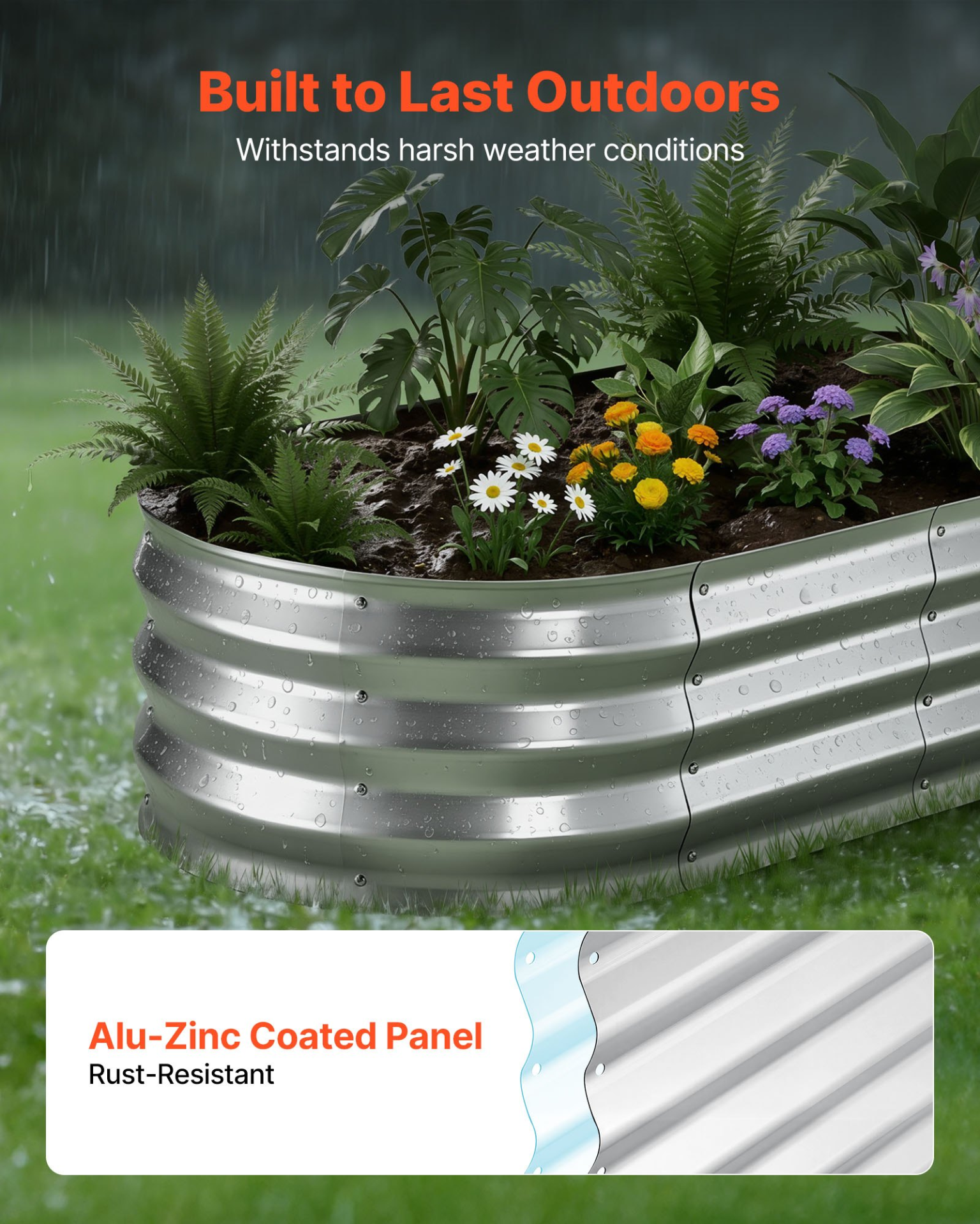Start2Finish galvanized raised garden beds, 4x2x1 ft oval metal planters for flowers, fruits, and vegetables, outdoor garden kit.