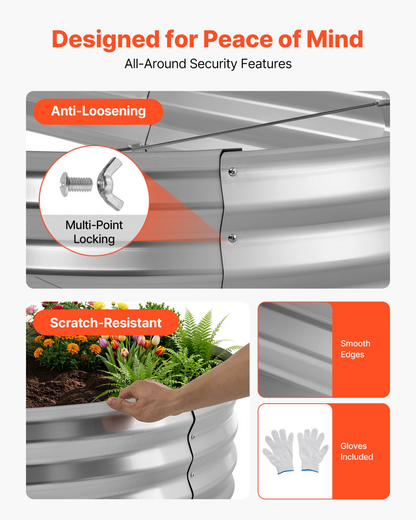 Start2Finish galvanized oval garden beds, 4x2x1 ft, metal planter boxes for flowers, fruits, vegetables, outdoor gardening, silver color