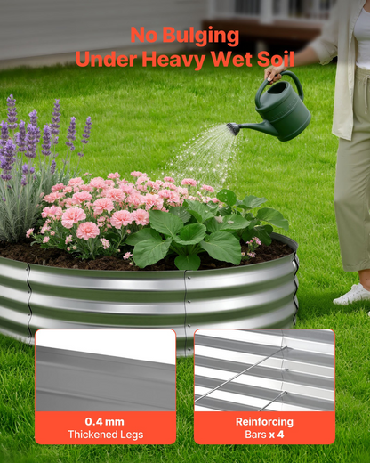 Start2Finish galvanized oval garden bed with metal planter box, 8x4x1 ft, rustproof aluminum zinc, suitable for flowers, fruits, vegetables.