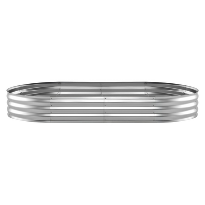 Start2Finish galvanized oval garden bed, 8x4x1 ft metal planter box with gloves, rustproof aluminum zinc, ideal for flowers and vegetables