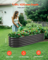 Vevor Metal Raised Garden Bed by Start2Finish, oval outdoor planter box with open bottom for vegetables, flowers, and succulents in dark gray.
