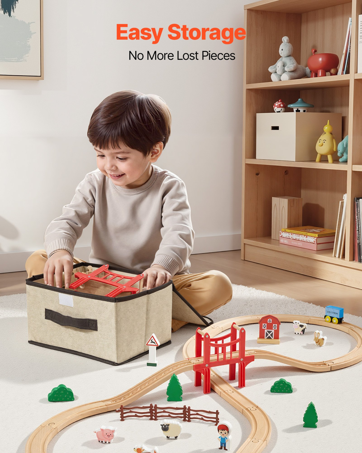 Start2Finish VEVOR Wooden Train Set with magnetic trains, tracks, and accessories for kids ages 3-8, ideal for Christmas and birthdays.