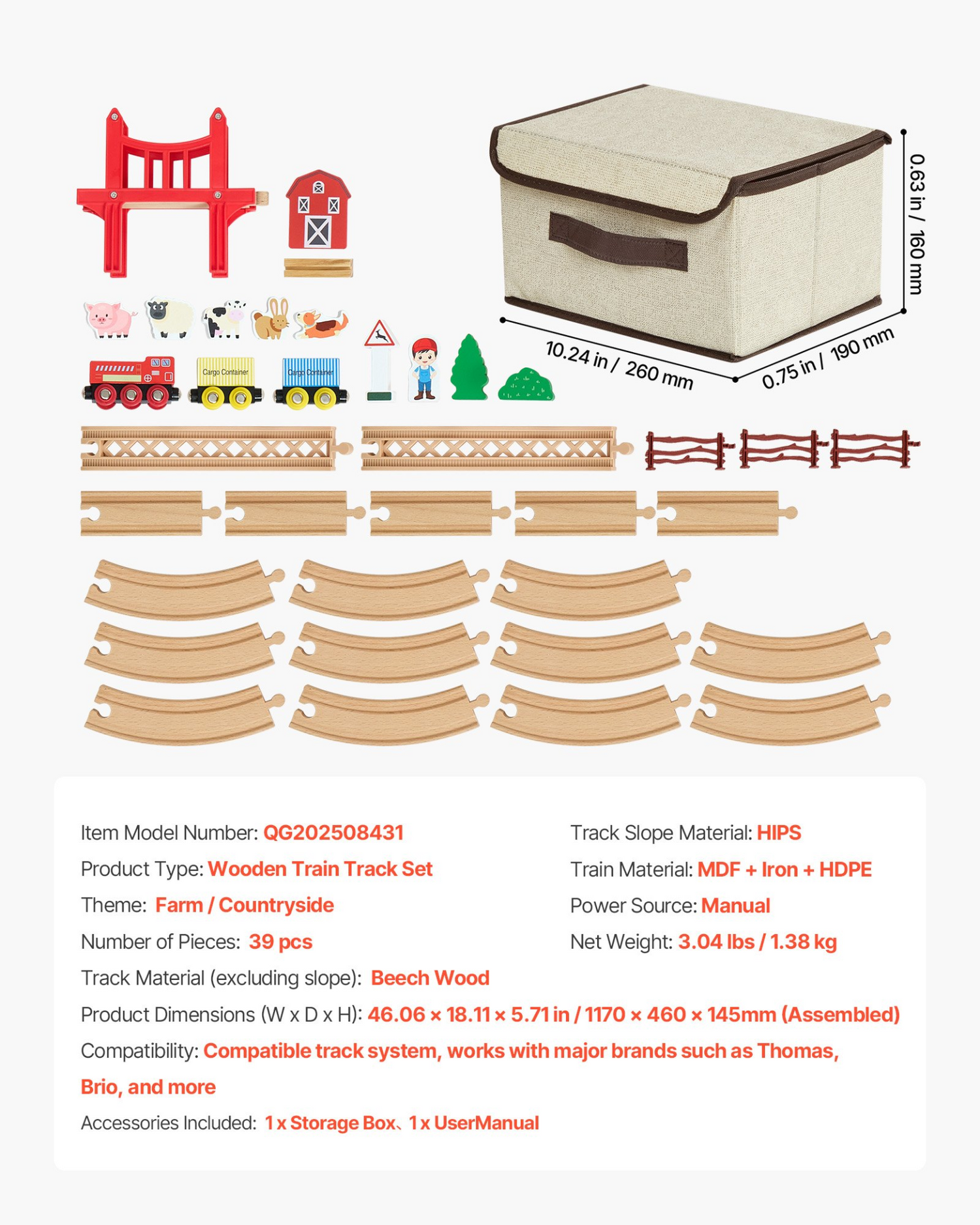 Start2Finish VEVOR Wooden Train Set with magnetic trains, tracks, and accessories for kids aged 3-8, perfect for small town play.