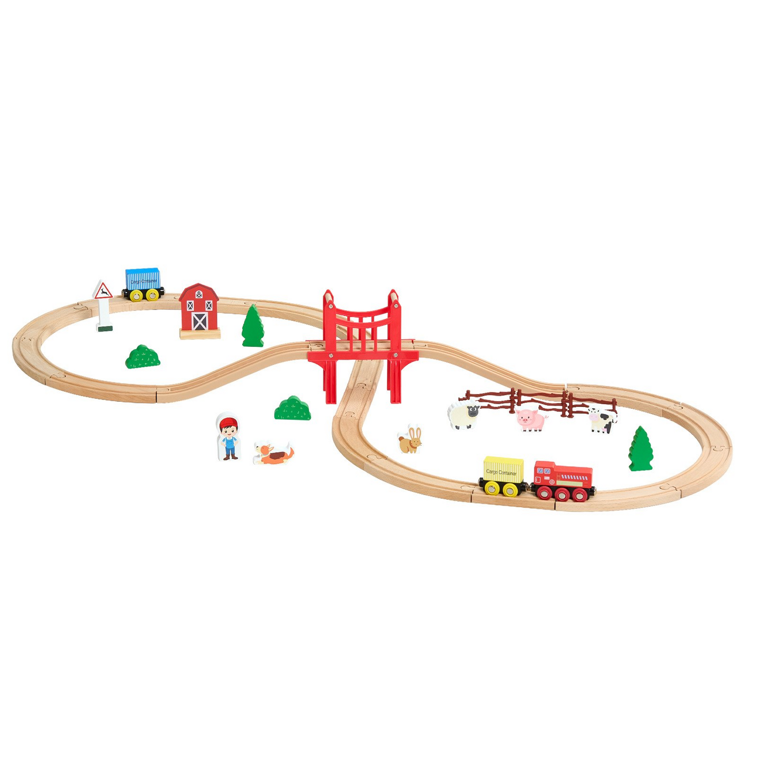 Start2Finish VEVOR Wooden Train Set with magnetic trains, tracks, and railway accessories for kids ages 3-8.