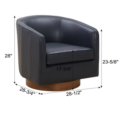 Start2Finish Taos caramel top grain leather swivel chair with wood base, featuring plush cushioning and modern design.