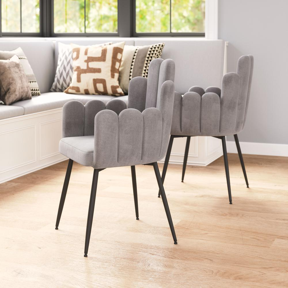 Set of two gray Noosa Dining Chairs by Start2Finish, featuring modern design and cushioned seats for comfortable dining.