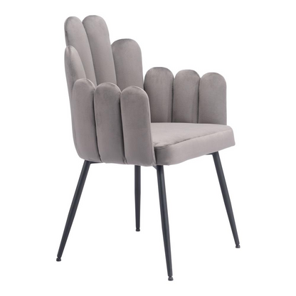Pair of gray Noosa Dining Chairs by Start2Finish, showcasing modern design with cushioned seats and sleek wooden legs.
