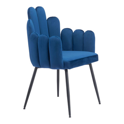 Set of two Noosa Dining Chairs by Start2Finish in navy blue with cushioned seats and wooden legs, ideal for modern dining rooms.