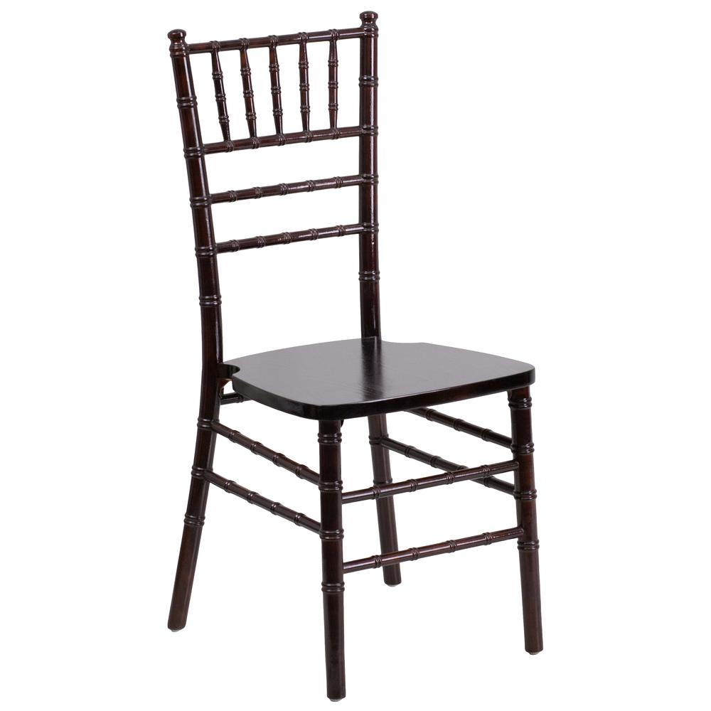 Walnut wood Chiavari chair with elegant design, featuring a curved backrest and slender legs, crafted by Start2Finish furniture.