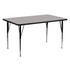 Grey Start2Finish 24-inch wide by 60-inch long height-adjustable HP activity table with standard legs, suitable for classrooms.