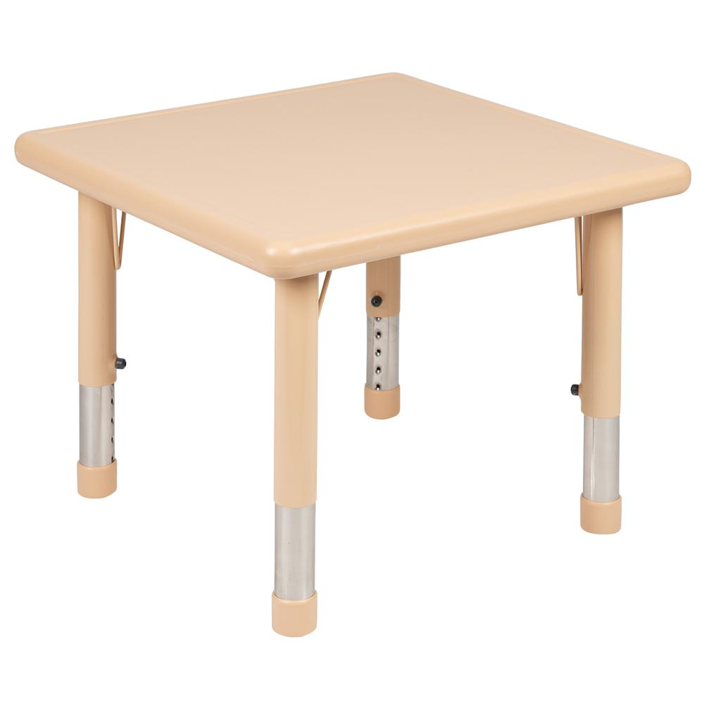 Start2Finish 24-inch square natural plastic activity table with height adjustment and four matching chairs, ideal for kids&