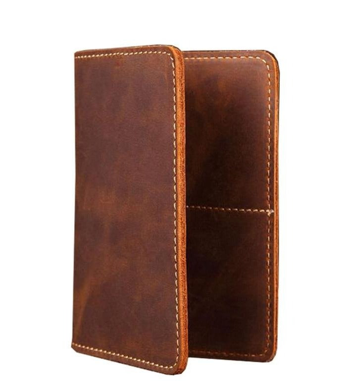 Priam Handmade Leather Passport Cover by Start2Finish, durable brown leather accessory with stitching detail for travel protection.