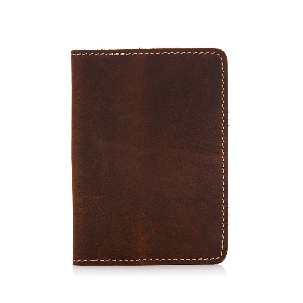 Priam handmade leather passport cover from Start2Finish, featuring a sleek brown leather design with stitching and embossed branding.