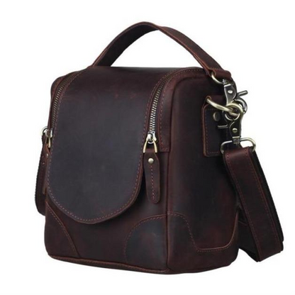 Small leather camera bag by Start2Finish, compact leather camera lens case with adjustable strap and durable leather finish.