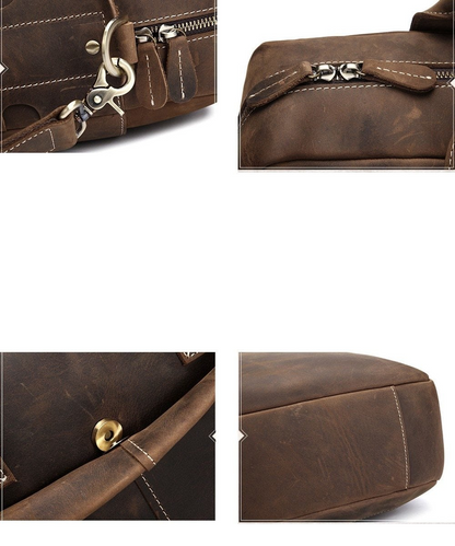 Vintage leather Welch Briefcase by Start2Finish, classic messenger bag with sturdy leather strap and front pocket details.