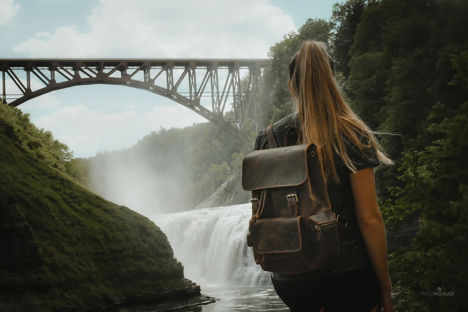 Vintage leather Hagen backpack by Start2Finish, featuring adjustable straps and spacious compartments for stylish accessories.
