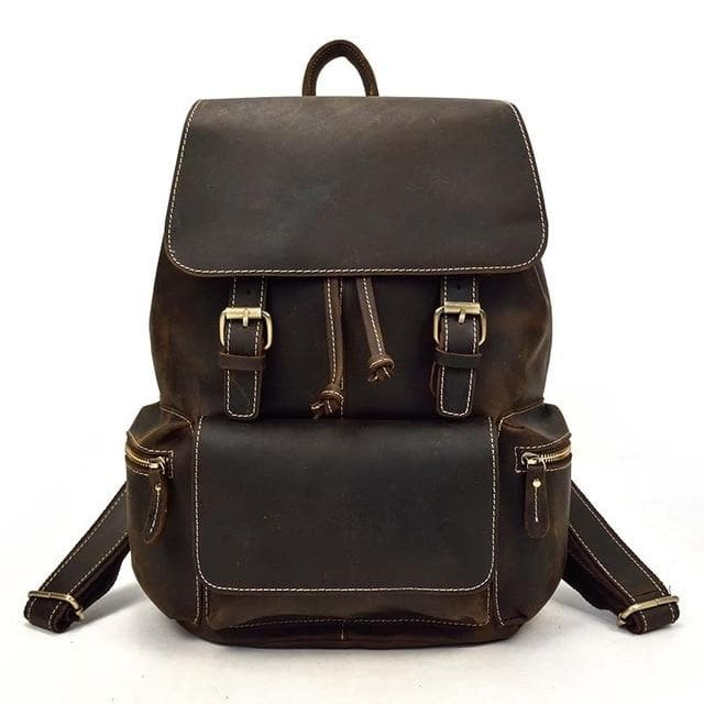 Vintage leather Hagen backpack by Start2Finish, featuring adjustable straps and top handle, ideal for stylish accessories.