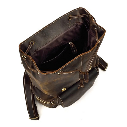 Start2Finish Hagen vintage leather backpack, stylish accessories with adjustable straps and spacious interior, classic leather design.