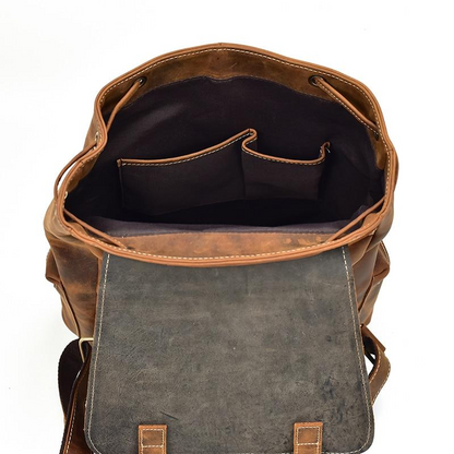 Vintage leather Hagen backpack by Start2Finish with adjustable straps and spacious main compartment, stylish accessories for everyday use.