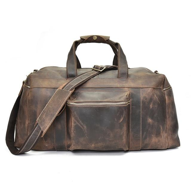 Start2Finish Colden Duffle Bag, large capacity leather weekender with sturdy handles and spacious interior for travel accessories.