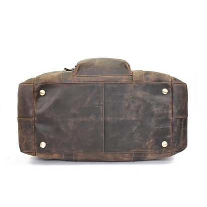 Start2Finish Colden Duffle Bag with large capacity leather weekender, showing its spacious design and durable leather material.
