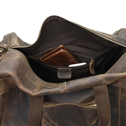 Large capacity leather duffle bag by Start2Finish, stylish weekender accessories with sturdy handles and spacious interior.
