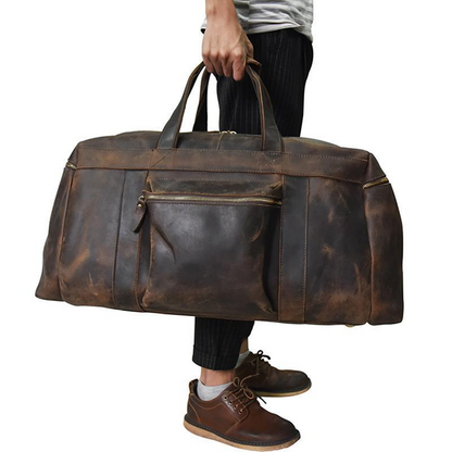 Large leather Colden Duffle Bag by Start2Finish, a spacious weekender accessory with sturdy handles and stylish design.