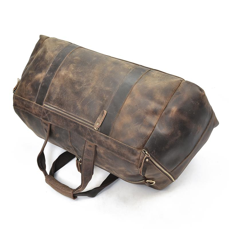 Large capacity leather Colden Duffle Bag by Start2Finish, featuring sturdy handles and spacious interior for weekend travel accessories.
