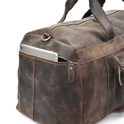 Start2Finish Colden Duffle Bag in leather, large capacity weekender bag with handles, ideal for travel and accessories.