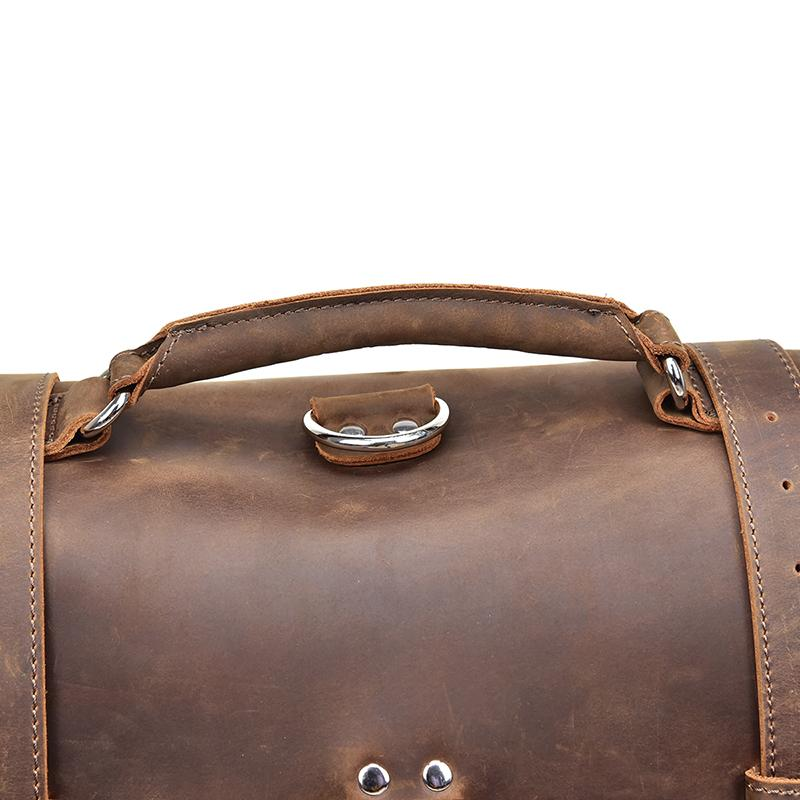 Start2Finish Gustav vintage leather messenger bag with large capacity, featuring adjustable strap and classic accessory design.