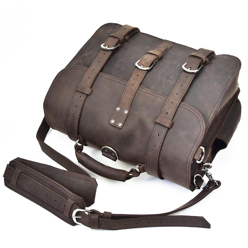 Large vintage leather messenger bag by Start2Finish, featuring spacious design and classic accessories style.