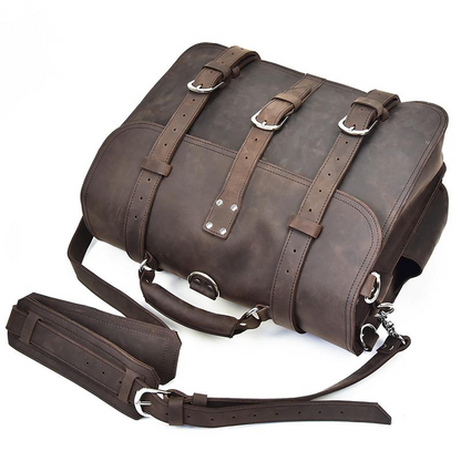 Large vintage leather messenger bag by Start2Finish, featuring spacious design and classic accessories style.
