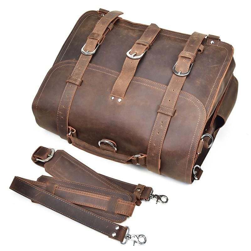 Start2Finish Gustav large vintage leather messenger bag with multiple compartments, durable and stylish for everyday accessories.