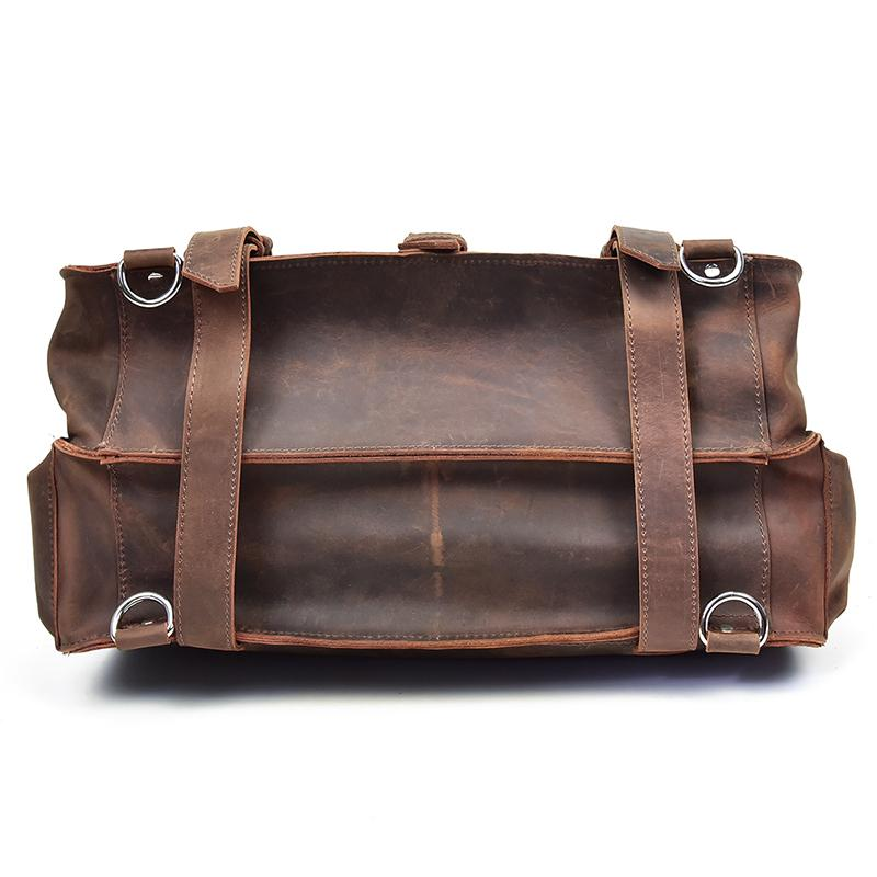 Large vintage leather messenger bag from Start2Finish with spacious interior and classic design, ideal for carrying everyday essentials.