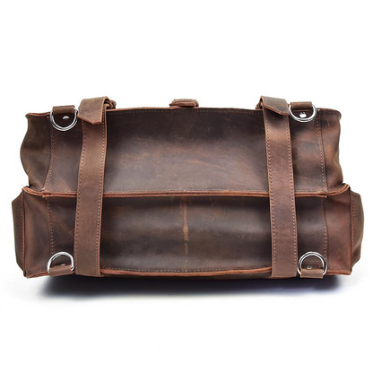 Large vintage leather messenger bag from Start2Finish with spacious interior and classic design, ideal for carrying everyday essentials.