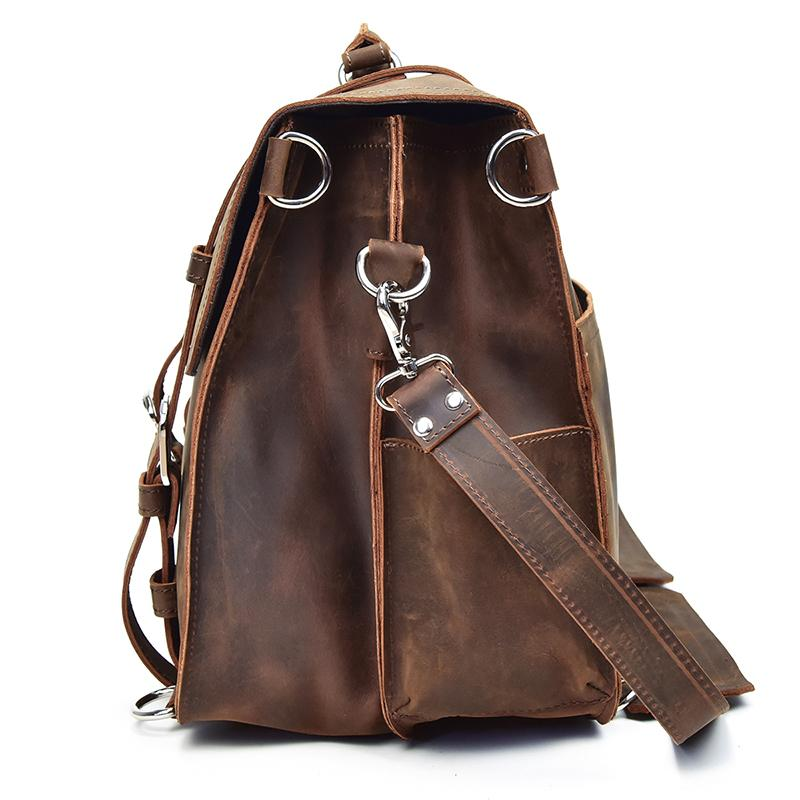 Start2Finish Gustav large vintage leather messenger bag with adjustable strap and spacious interior for accessories and daily essentials.