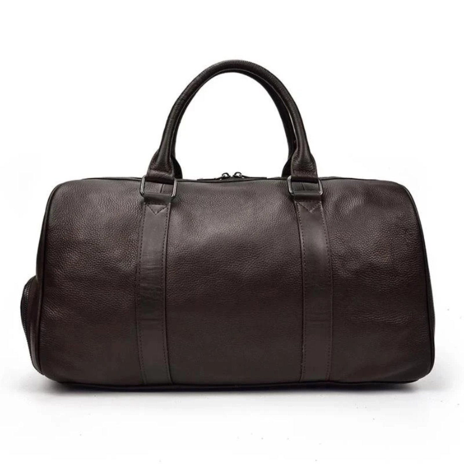 Start2Finish Endre Weekender vintage leather duffle bag with sturdy handles and spacious interior, perfect for travel accessories.