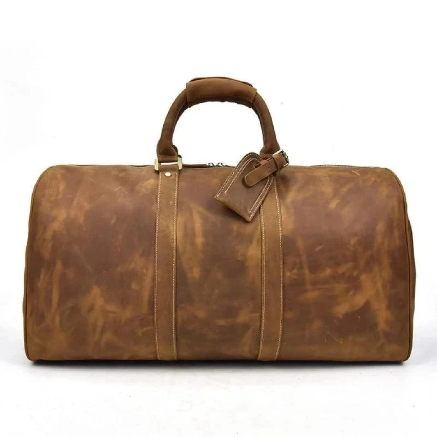 Start2Finish Bjarke Weekender leather duffle bag with sturdy handles and polished finish, designed for stylish travel accessories.