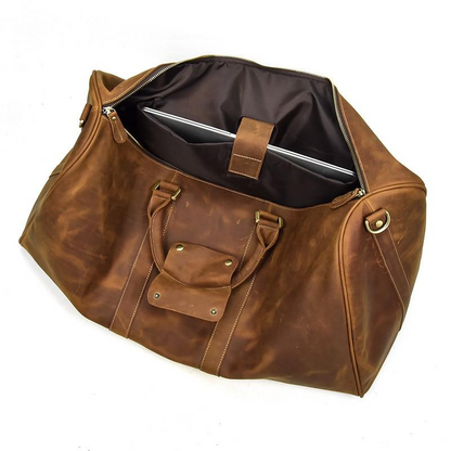 Handcrafted leather duffle bag from Start2Finish&