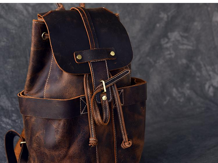 Vintage leather Olaf Rucksack by Start2Finish, a stylish travel backpack with adjustable straps and spacious interior.