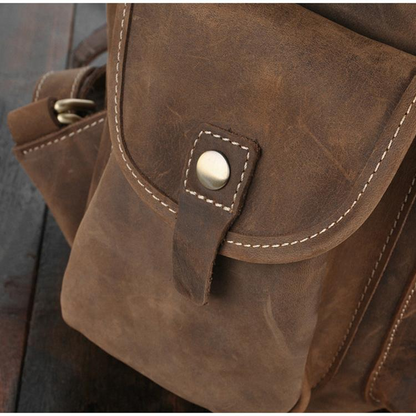 Start2Finish The Asmund genuine leather backpack with adjustable straps and multiple compartments, stylish accessories for everyday use.