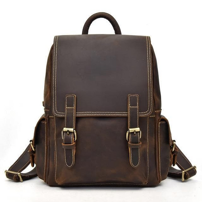 Start2Finish Freja Leather Backpack, handcrafted accessories bag with adjustable straps and front pocket, natural leather finish.