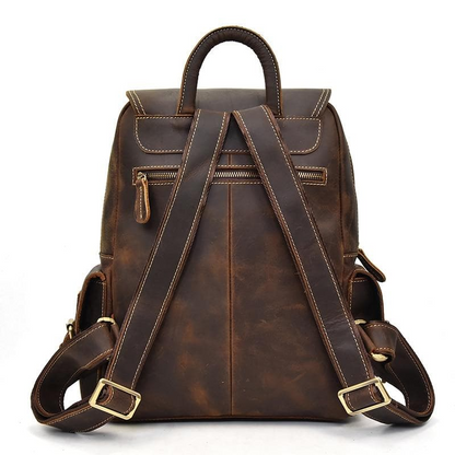 Start2Finish Freja handcrafted leather backpack with adjustable straps and spacious main compartment, showcasing fine leather craftsmanship.