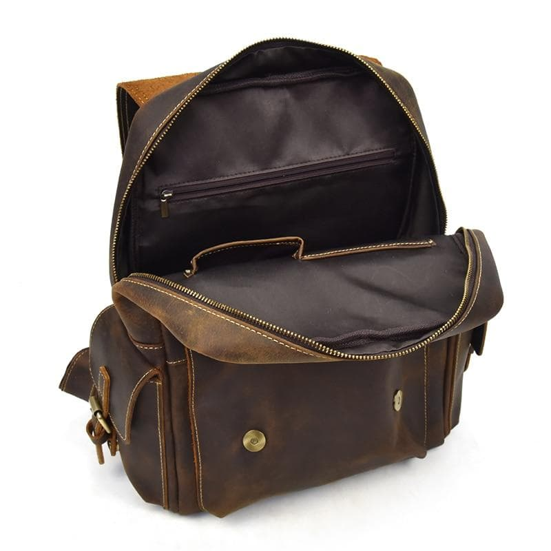 Handcrafted leather Freja Backpack by Start2Finish, featuring adjustable straps and spacious interior for daily use.