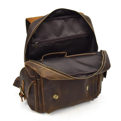 Handcrafted leather Freja Backpack by Start2Finish, featuring adjustable straps and spacious interior for daily use.
