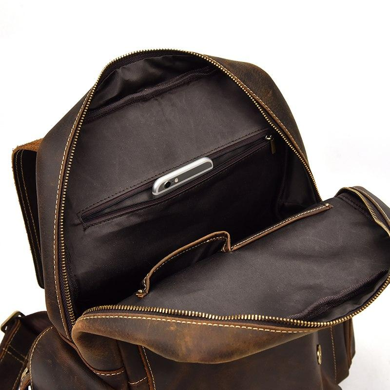 Handcrafted leather Freja Backpack by Start2Finish featuring adjustable straps and a spacious main compartment.