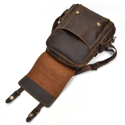 Handcrafted leather Freja Backpack by Start2Finish, featuring adjustable straps and spacious main compartment.